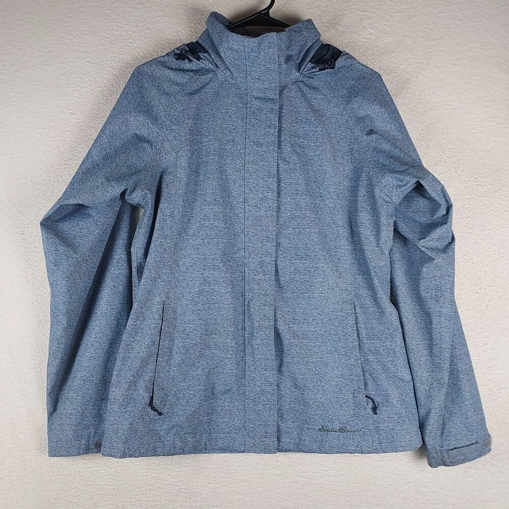 Eddie Bauer Jacket Womens S Blue Heather Hooded Weather Resistant Zip